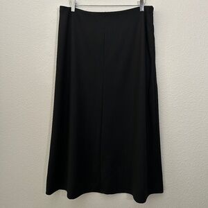 Eileen Fisher size L lightweight ponte A-line long skirt black minimalist